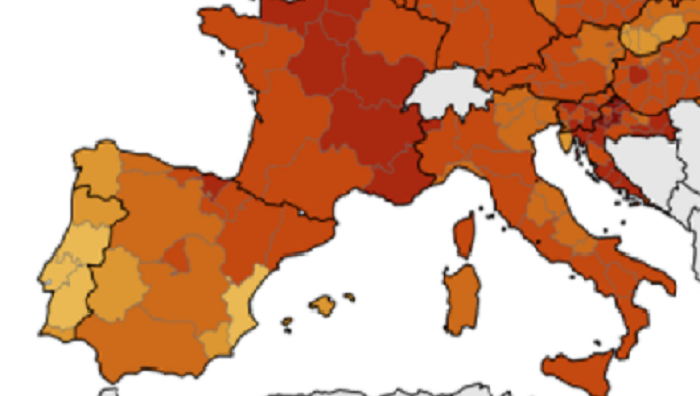Read more about the article Covid-19: Alentejo passa de laranja para amarelo no mapa de risco europeu. Ilhas também ‘aclaram’